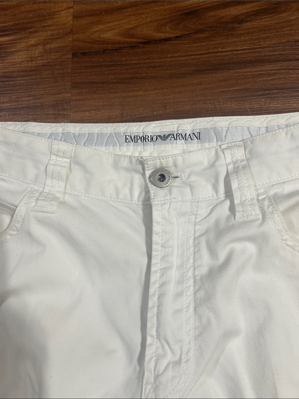 Emporio Armani Men's White Flat-Front Shorts